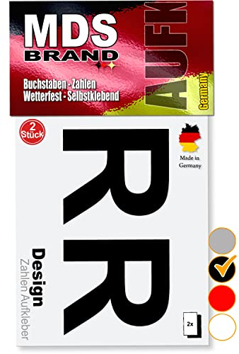 MDS Brand 5cm Design Buchstaben Aufkleber Selbstklebende Klebebuchstaben | Wetterfest Alphabet zum Aufkleben für Briefkasten, Vinyl Buchstaben für Außen & Innen (Schwarz, R)