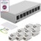HB-DIGITAL Kit : boîtier de panneau de brassage à 8 ports pour modules Keystone + 8 prises RJ45 Cat.6a Keystone certifiées GHMT pour installation réseau compatible avec câble de pose LAN Ethernet gris