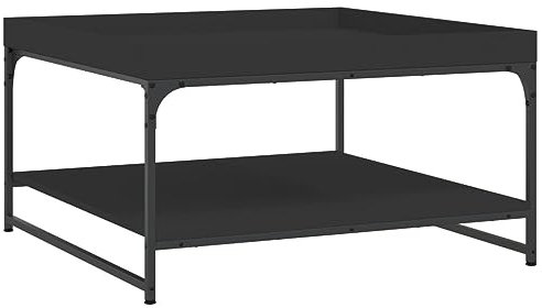 vidaXL Couchtisch, Sofatisch mit verstellbaren Beinen, Wohnzimmertisch mit viel Stauraum, Beistelltisch Kaffeetisch Wohnzimmermöbel, Schwarz Holzwerkstoff