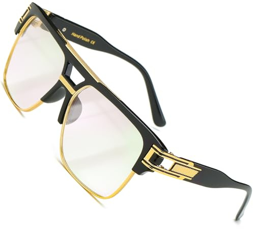 SHEEN KELLY Retro Übergroße Pilotensonnenbrille für Männer Frauen Gold Metallrahmen Quadratische Sonnenbrille