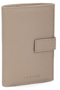 COMIX U - Portafoglio Verticale, Portafoglio Uomo e Donna, con Chiusura a Bottone, Tasca con Zip Portamonete e Porta Banconote, 10,5 x 15h x 2 cm, Beige