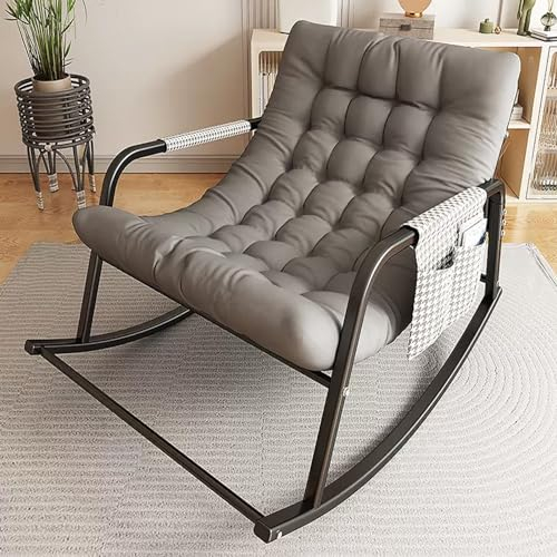 Doppelt Gepolstert Relax Schlafzimmer Schaukelstuhl, Komfortabel Wohnzimmer Atmungsaktiv Rocking Chair, Modern Draussen Armlehnen Gartenliege, relaxsessel Mit Seitentaschen, ergonomischer Stuhl ( Colo