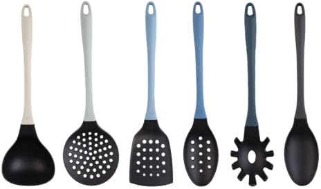 MasterChef Utensili Cucina con Mestoli, Spatola, Cucchiaio, Leccapentole, Set Pasticceria e Altro AntiGraffio e Resistente al Calore, Casa Accesori Antiaderente, Blu, Nylon, Blue