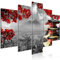 murando - Wandbilder XXL Japan 100x50 cm 5 tlg - Wand Deko Leinwand Bilder Groß Bilderset Wohnzimmer BIld Schlafzimmer Kunstdrucke - Landschaft Japanisches Haus Schwarz Weiß Herbst Rot c-C-0241-b-m