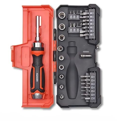Edward Tools 47 Piece Ratchet Screwdriver Set - Pro Strong Magnetic Bit Tips includes Phillips, Slotted, Hex, Torx, Square - 4-12mm socket set - Ergo Rubber Handle - Organizing Case