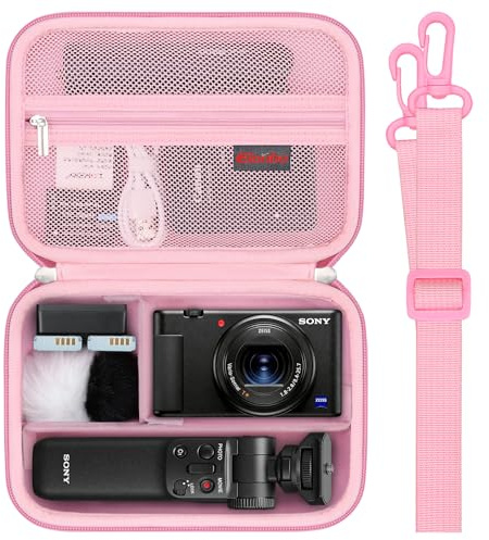 Elonbo Tasche für die Sony ZV-1F/ ZV-1 II/ZV-1 Vlog-Digitalkamera. Reisekamera-Tasche passt auch zu Zubehör-Sets für Vlogger wie Tripods, Mikrofone und Griffen, Rosa