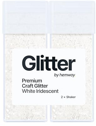 Hemway Premium Glitter Shakers - White Iridescent | 130g (2 Pack) Fine Metallic Flake Sequins for Resin & Epoxy Crafts | Craft Supplies for Tumblers, Festival, Hair, Face, Body, Eye & Nail Art