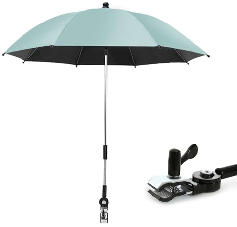 Kinderwagen Regenschirm Universal,CEIEVER Kinderwagen-Sonnenschirm mit verstellbarer Befestigungsklemme Sonnenschirm Buggy 50+ UV Baby Universal Sonnenschirm für Kinderwagen und Buggy (Grün)