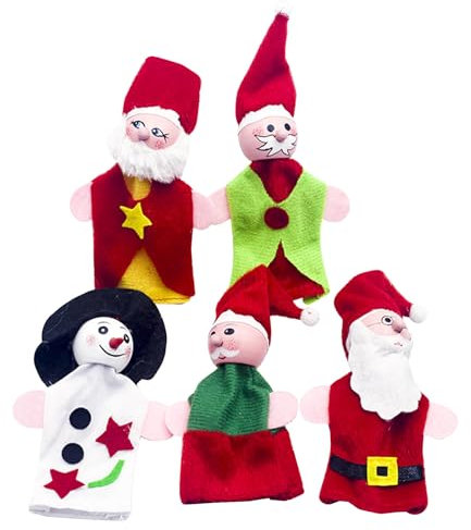 5 Stücke Weihnachts Fingerpuppen Santa Claus Schneemann Fingerpuppen Set Süß Kleinen Puppen Mehrfarbig Tierfiguren Fingerpuppe für Geburtstag Kinder Party Taufe Babyparty Weihnachten