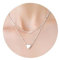 ALEXCRAFT Collana Donna Argento Sterling 925 con Collana Cuore, Collane Donna Lunghe a Strati Impilabili 2 in 1 Regolabili con Collana Cuore Catene di Gioielli Egalo