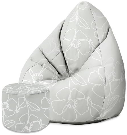 DreamRoots Sitzsack Erwachsene mit Füllung 80x80x120cm - Bean Bag Chair - Sitzsäcke mit Lehne und Hocker und Bezug - Sitzsack Sessel - Chill Sessel Velvet Scandinavian Green