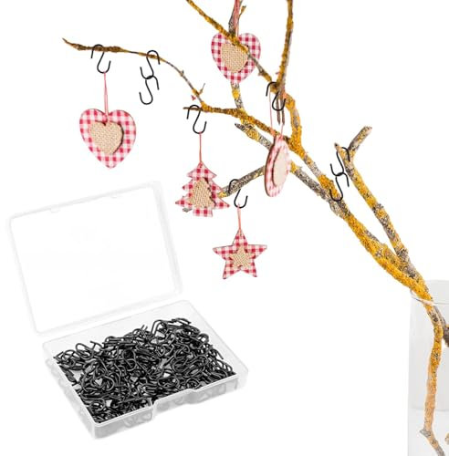 100 Stück Mini S Haken Steckverbinder 1,35cm Metallhaken Kleine S Haken S-Förmige Haken mit Aufbewahrungsbox für DIY Handwerk, Hängende Schmuck, Schlüsselkette, Tag Und Aufhängen, (COLOR:Schwarz)