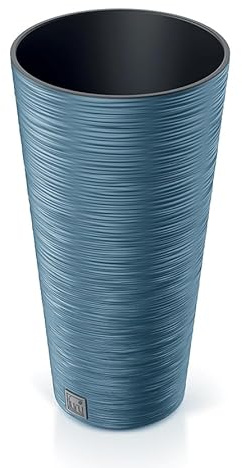 B2C Round FURU Style Look Textured Planter Tall Flower Plant Pot Indoor Outdoor Garden Decor Modern Elegant Patio Home (Scandinavian Blue, 300mm - 12)