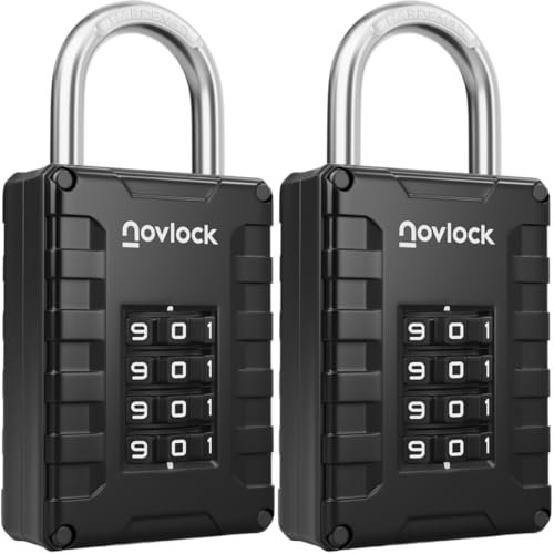 Zahlenschloss 4-stellig – Vorhängeschloss mit Zahlencode für Spinde, Schränke, Werkzeugkisten, Tore, Zäune & Schuppen – Spindschloss 2er-Pack, Schwarz