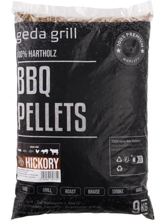 GEDA Grill 100% Hartholz Pellets, Grillpellets BBQ Pellets für Pelletsmoker, Pizzaofen, Räucherofen (Hickory)