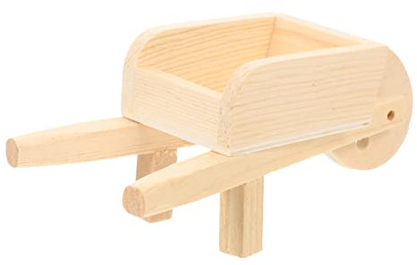 TOYANDONA Miniature Garden Accessory Pretend Wheelbarrow Model Mini Cart Toy for Boys and Girls Decorative Wooden Garden Cart for Indoor/outdoor