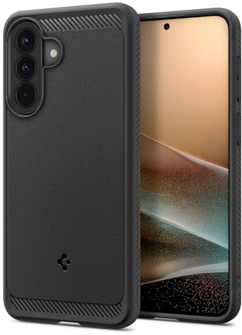 Spigen Samsung Galaxy A57 5G Rugged Armor Hülle -Matte Black | Carbonfaser Muster, Sicherer Grip, Air Cushion Tech, Military-Grade Schutz