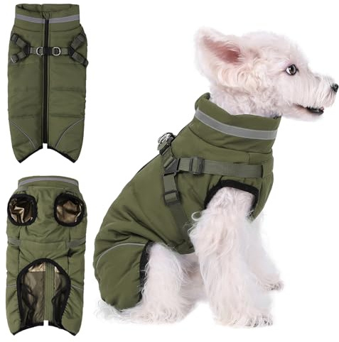 Poseca Hundemantel Warme Hundejacke Reflektierende Wintermäntel für Mittelgroße Hunde Hunde Winterjacke mit Geschirr