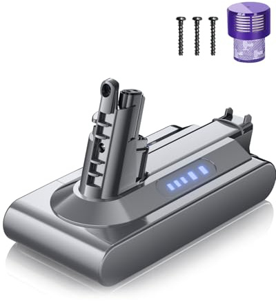 V10 Battery Replacement for Dyson, Powtree Battery for Dyson SV12 969352-02 | Compatible with V10 Animal Absolute Motorhead Total Clean Cyclone Series 206340 Vacuum Cleaner (1 Filter + 3 Screws)