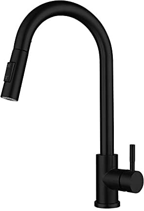 Sensoraktivierte ausziehbare Küchenarmatur aus Edelstahl, Touch-Steuerung, Mischbatterie mit einziehbarem Sprühkopf, moderne schwarze Spültischarmatur