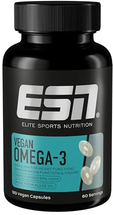 ESN Omega-3 Vegan, 120 Vegane Kapseln | Hochdosiertes Algenöl, 216 mg EPA & 432 mg DHA pro Portion