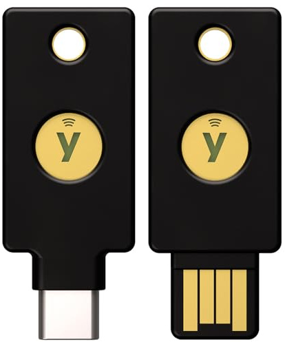 Yubico – Sicherheitsschlüssel-NFC-Bundle (USB-A und USB-C) – Basiskompatibilität – Multi-Faktor-Authentifizierung (MFA) mit Sicherheitsschlüssel und Passkey, Verbindung über USB oder NFC, FIDO-zertifi