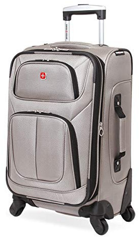 SwissGear Sion Softside Erweiterbares Rollgepäck, Zinnfarben, Carry-On 21-Inch, Sion Softside Erweiterbarer Rollkoffer