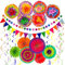 Zerodeco Decoración de la Fiesta del Carnaval, Pancarta Multicolor picado México Abanico de Papel pompón láminas Carnaval Globos de Cactus para la Fiesta del Carnaval Cinco de Mayo México