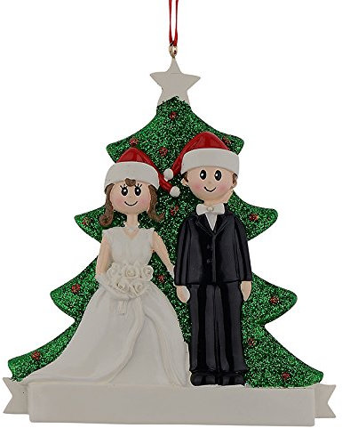 Personalisierter Weihnachtsbaumschmuck Just Married – Unser erstes Weihnachtspaar – Mr & Mrs 2. Jahrestag Ornament – Elegantes Andenken für Braut und Bräutigam