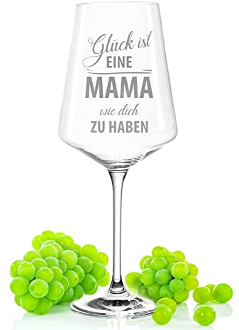 GRAVURZEILE Leonardo Puccini Weinglas mit Gravur - für Mama - Personalisierte Geschenke mit Name - Glück ist eine Mama wie Dich zu haben - Geburtstagsgeschenke für Mama Farbe Nicht personalisiert