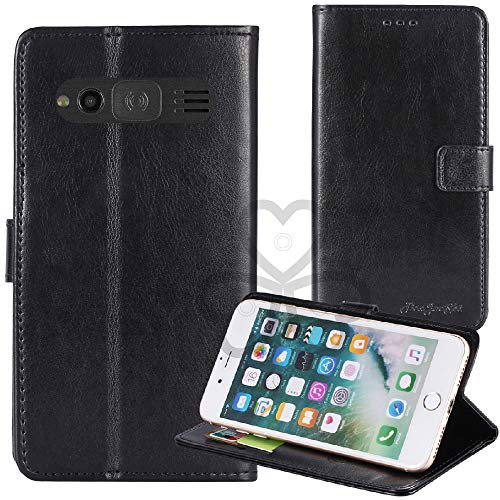TienJueShi Black Book Stand Retro Business Flip Leather Protector Phone Case For Doro 1370 2.4 inch Cover Etui Wallet