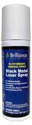 2 Oz - BLI101 - Aerosol Black Laser Ink for Metals Marking - CO2 Laser - Fiber Laser - YAG, Durable, Permanent, High Contrast, Brilliance Laser Inks