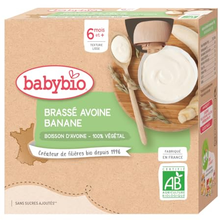BabyBio Gourde Brassé Avoine Banane, Végétal, 340 g