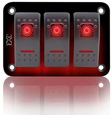 KAOLALI Panel de Interruptores 12V/24V Panel interruptores Barco Coche 3 Interruptores Impermeable para Autocaravana Campera Furgoneta Barco (Rojo)