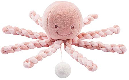 Nattou 877596 Spieluhr Oktopus, Wiegelied «La-Le-Lu», Für Neugeborene und Frühchen, 23 cm, Lapidou, Altrosa/Hellrosa