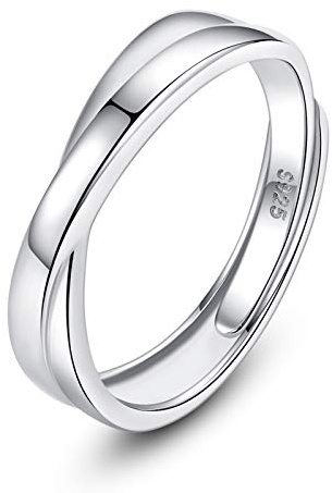 VIKI LYNN Unisex Ring Verstellbare Kreuzringe Verlobung Ehering Aus 925 Sterling Silber fuer Männer Frauen