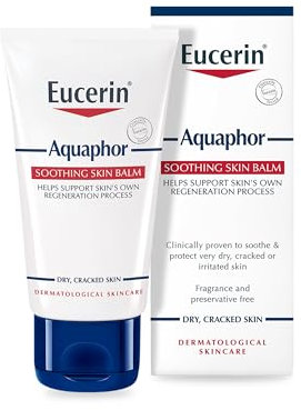 Eucerin Aquaphor Soothing Skin Balm 45ml, Repairing Cream for Dry, Cracked and Irritated Skin, Fragrance-Free Ointment Ideal for Hands, Feet, and Body, Fragrance-Free, Water-Free Formula