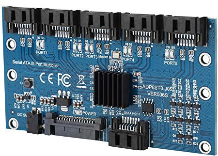 Annadue SATA3.0 1 a 5 Adaptador Convertidor de Placa Base, Tarjeta Vertical de Disco Duro, Multiplicador de Puerto SATA Tarjeta de expansión SATA3.0, con Cable de alimentación USB DC, para W