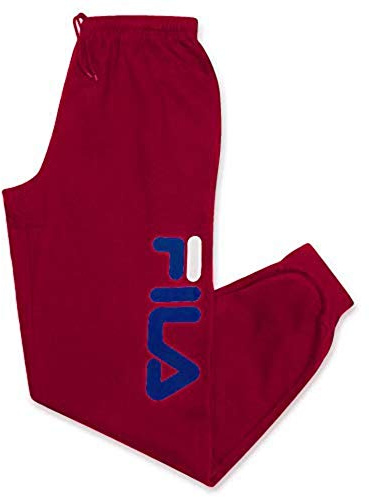 Fila Pantaloni della Tuta Grandi e Alti per Uomo - Pantaloni della Tuta in Pile da Uomo Joggers, Red, XL Alti
