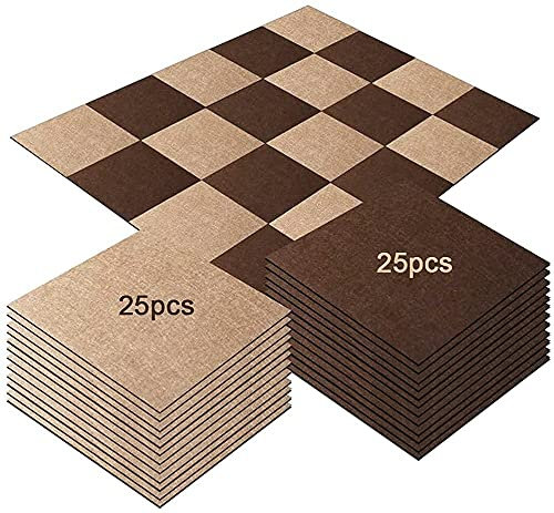 tonchean Self Adhesive Carpet Floor Tiles 50 Pack Carpet Rugs Tiles Living Room Matting Non Slip Floor Mat Stickers 11.8x11.8 inch Washable Pet Flooring Mat for Home Office Commercial Hotel Retail