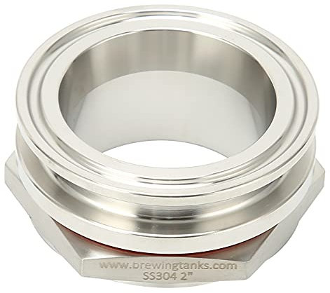 2 Zoll schweißlose Schottverschraubung Tri-Clamp-Adapter Rohrverschraubung zum Brauen Installieren eines 42-mm-Loch-sicheren ungiftigen Konverters