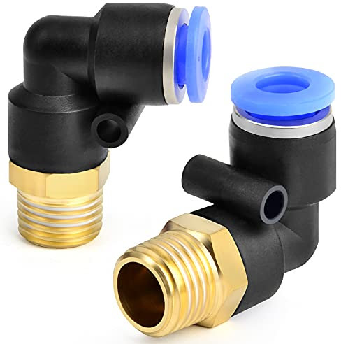 ERGAOBOY 2 Pcs 8mm Tube OD x 1/8 BSP Mâle Coude Push To Connect Pneumatique Raccords (PL8-01)