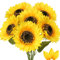 Künstliche Sonnenblumen Kunstblumen Groß Dekorative Seidenblumen Kunstpflanzen Sunflowers für Hochzeit Party Tischdeko Dekoration (7 Zoll Blüte)