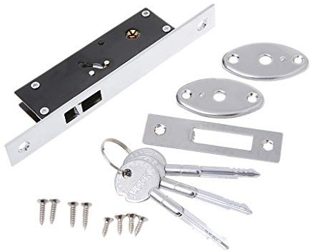 GUOJFEN Cerradura de Gancho de Puerta corrediza de aleación de Aluminio Duradera Cerraduras de Perno de Llave en Forma de Cruz para Puerta de Vidrio enmarcada