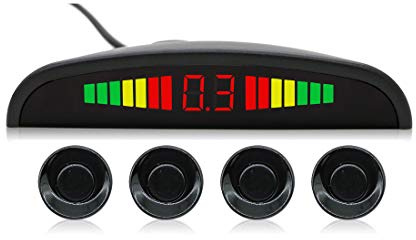 SXAUTO 4 Einparkhilfe Radarsensoren | Cocar LED Display Entfernungserkennung | 4 Sensoren | Unterstützender Alarmton (Schwarz)