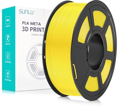 SUNLU High Speed PLA Meta Filament, 1kg PLA 3D Druckerfilament 1,75mm, Robusteres 3D Druckfilament, Maßgenauigkeit +/- 0,02mm, Kompatibel mit 3D FDM Druckern, 1kg Spule(2.2Pfund), Zitronengelb