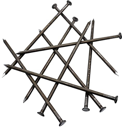 SKIR'CO (16 Stück) Stahl 7,6 x 260 mm Baunägel, flacher runder Kopf, Mehrzweck-Drahtnägel für Holz
