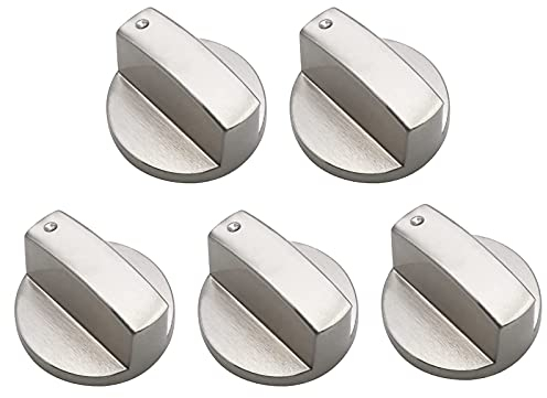 5 Piezas Metal Interruptor Giratorio Perillas De Control, 8mm Mandos Cocina Gas, Botones Universal De Interruptor, Interruptor De Horno, Perilla Universal para Cocina, Horno o Estufa a Gas(Plata)
