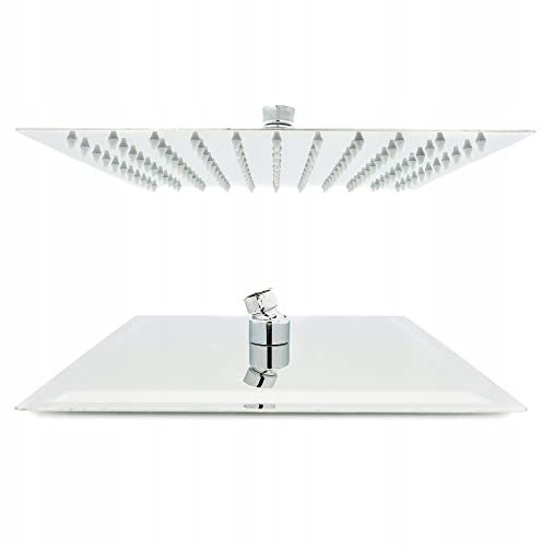 AquaParts Runder Duschkopf | 25cm | 1/2 | Chrom | Regendusche | Durchmesser | Wasserfall-Duschkopf | Verstellbarer Kopfbrause | Wassersparend mit Anti-Kalk-Düsen
