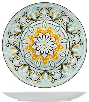 Royal Norfolk Jaipur Set 12 Piatti Piani, Porcellana, Verde, 27cm